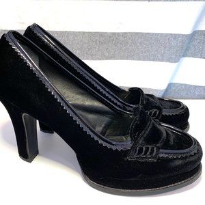 Gianni Binni Black Velvet Loafer Heels